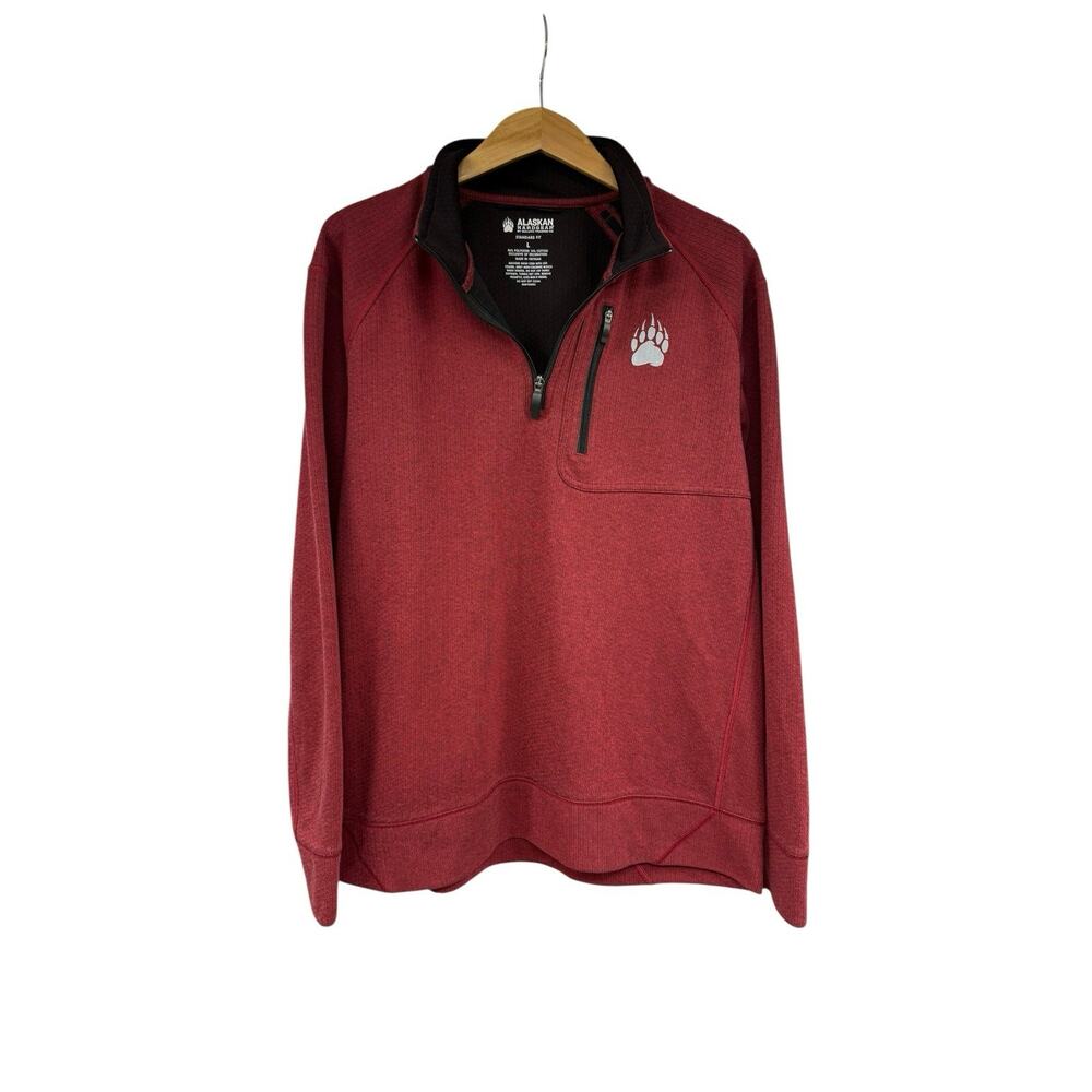 Duluth Trading Alaskan Hardgear Swing Dog 1/4 Zip Mock Pullover Mens Large Red